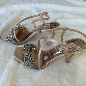 BADGLEY MISCHKA Elana Crystal Embellished High Heel Sandal
